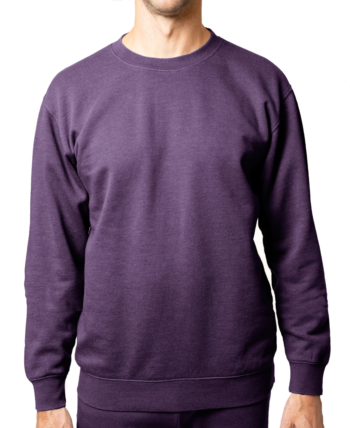 Lazer Men's Burnout Fleece Crewneck Sweatshirt Plum Purple XL