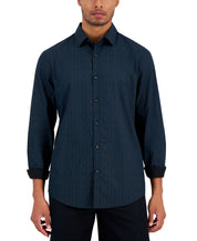 Alfani Mens Regular fit Long Sleeve Button-Up Shirt Medium Black Geometric