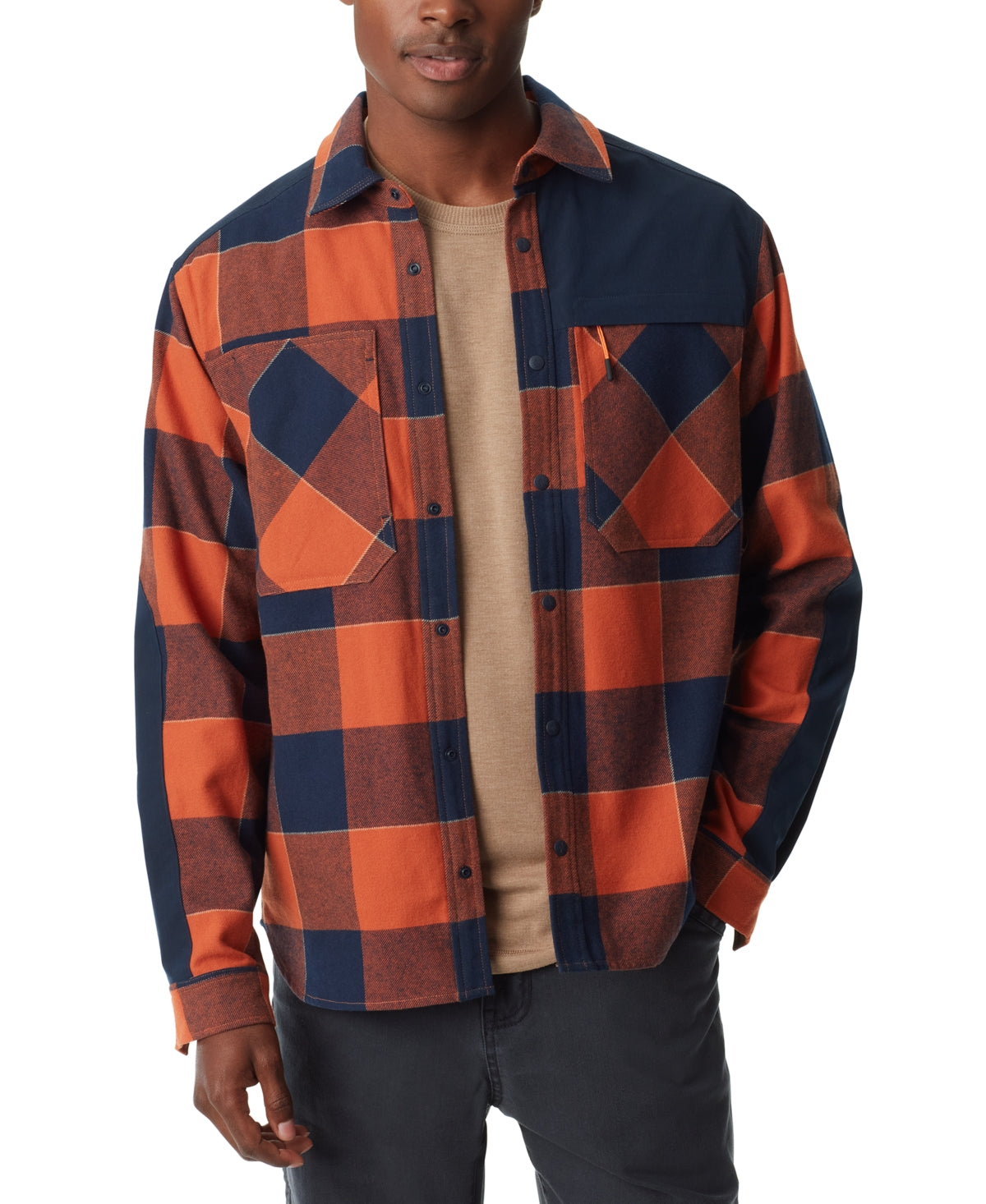 BASS OUTDOOR Men's Utility Twill Shacket Coat Jacket Burnt Orange Large
