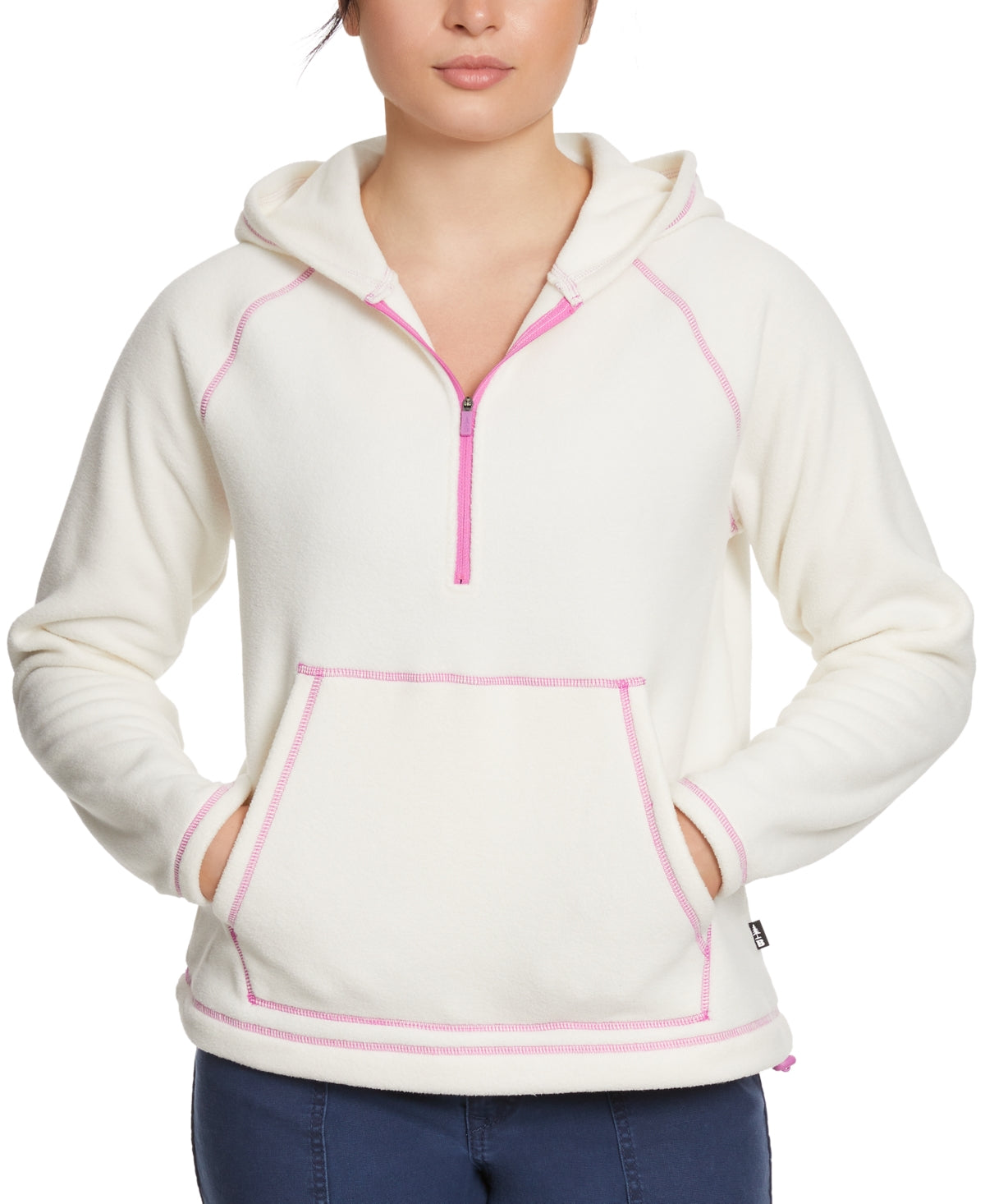 Bass Outdoor Womens Regular fit Quarter zip Sweatshirt Medium White Solid