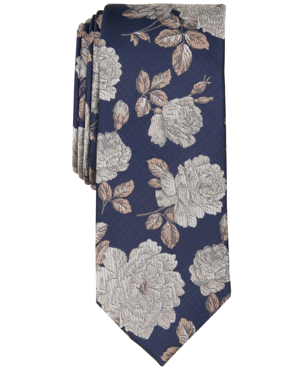 Bar Iii Mens Regular fit Tie Necktie One Size Blue Beige Floral