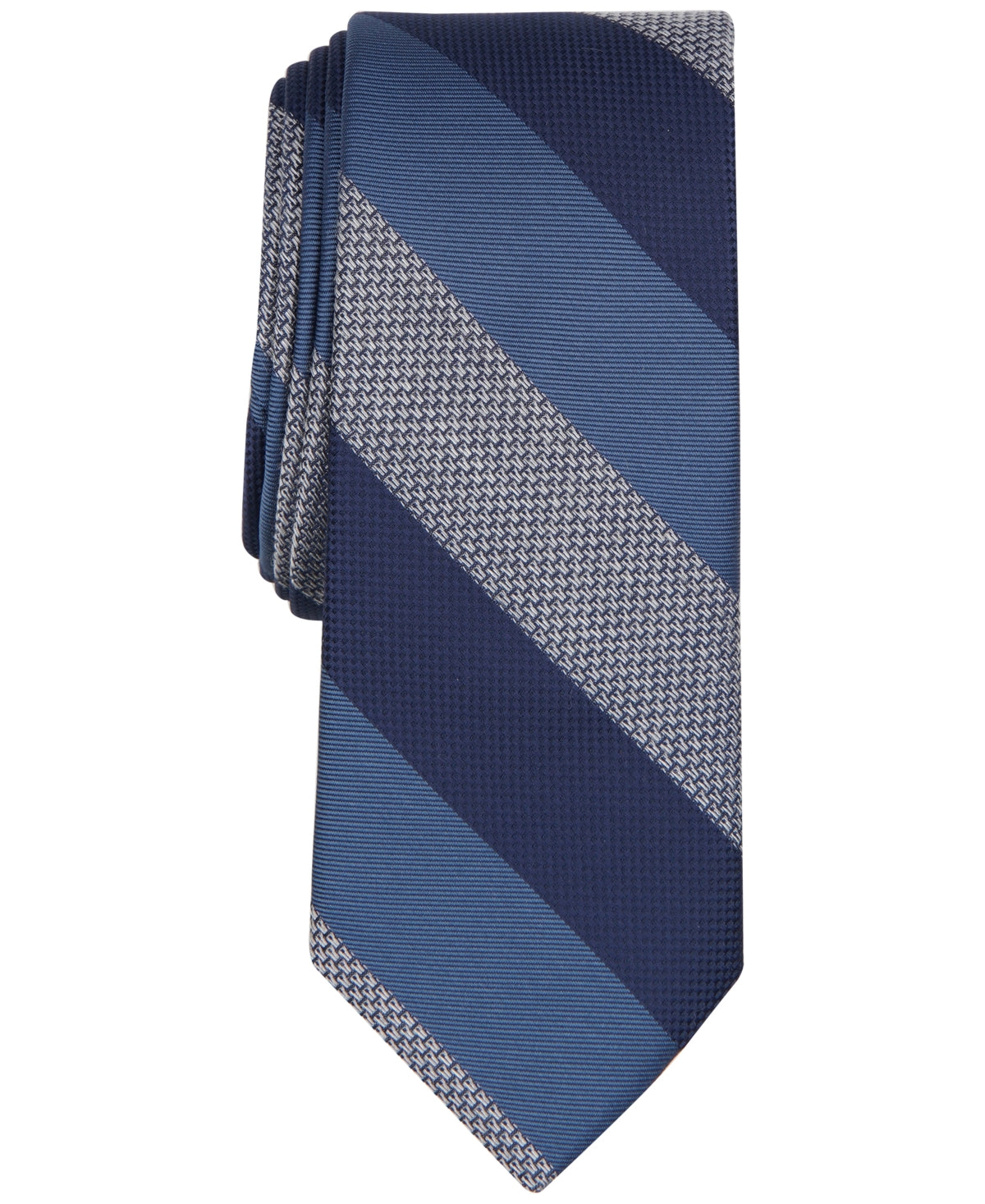 Bar Iii Mens Regular fit Tie Necktie One Size Blue Gaffney Striped