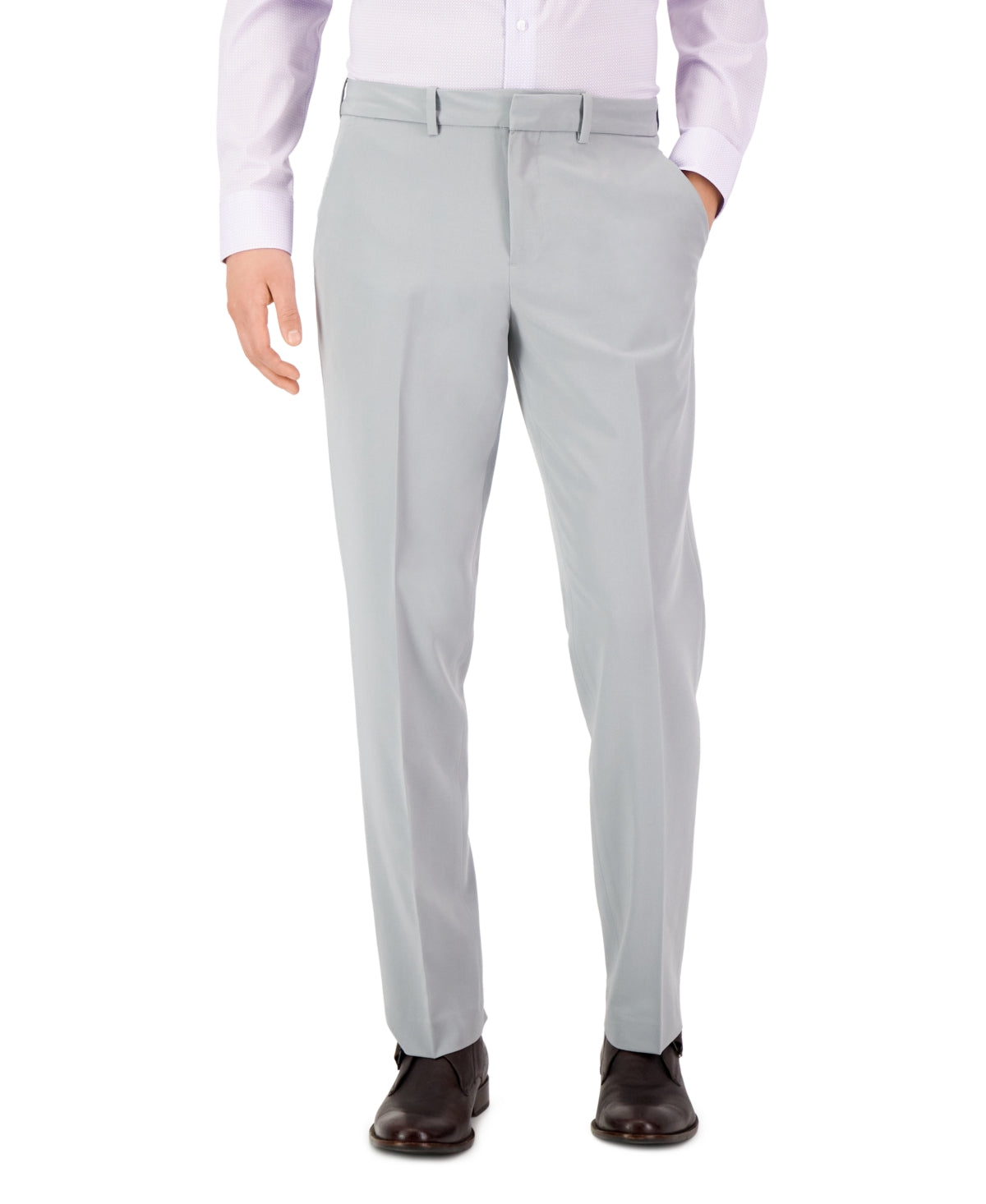Perry Ellis Mens Modern fit Dress Pants 30 / 30 Light Grey Solid Stretch
