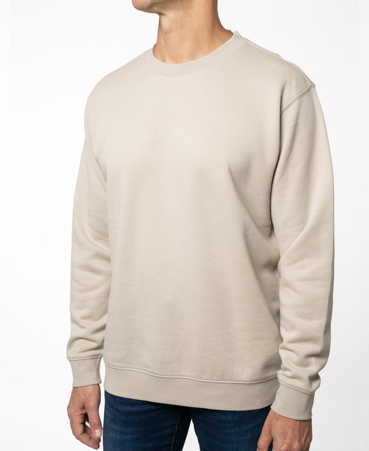 Lazer Men's Burnout Fleece Crewneck Sweatshirt  Stone Beige XXL