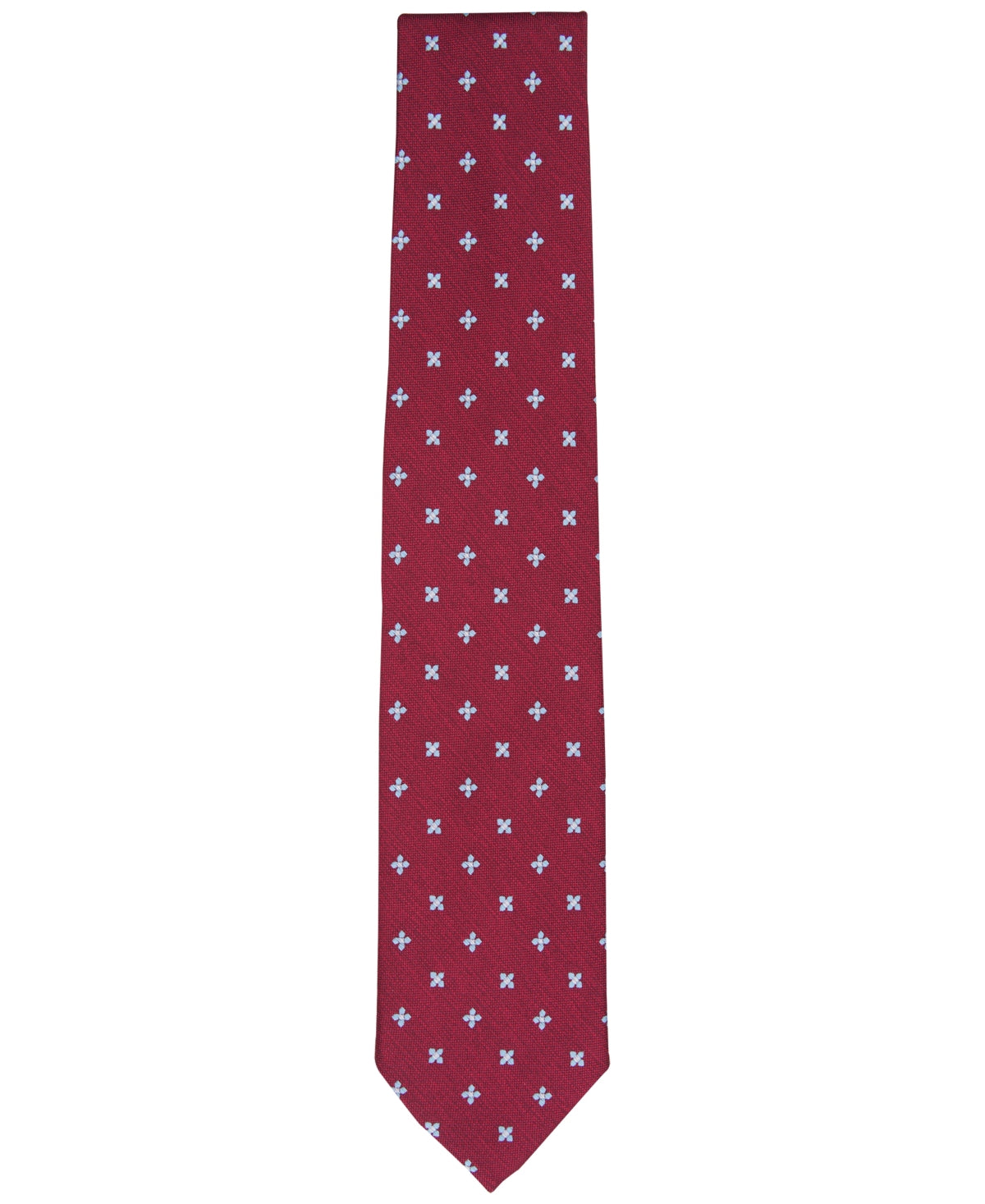 Club Room Men Tie Necktie One Size Red Floral Cross Pattern