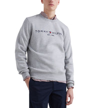 Tommy Hilfiger Men's Embroidered Logo Fleece Crewneck Sweatshirt Light Grey 2XL