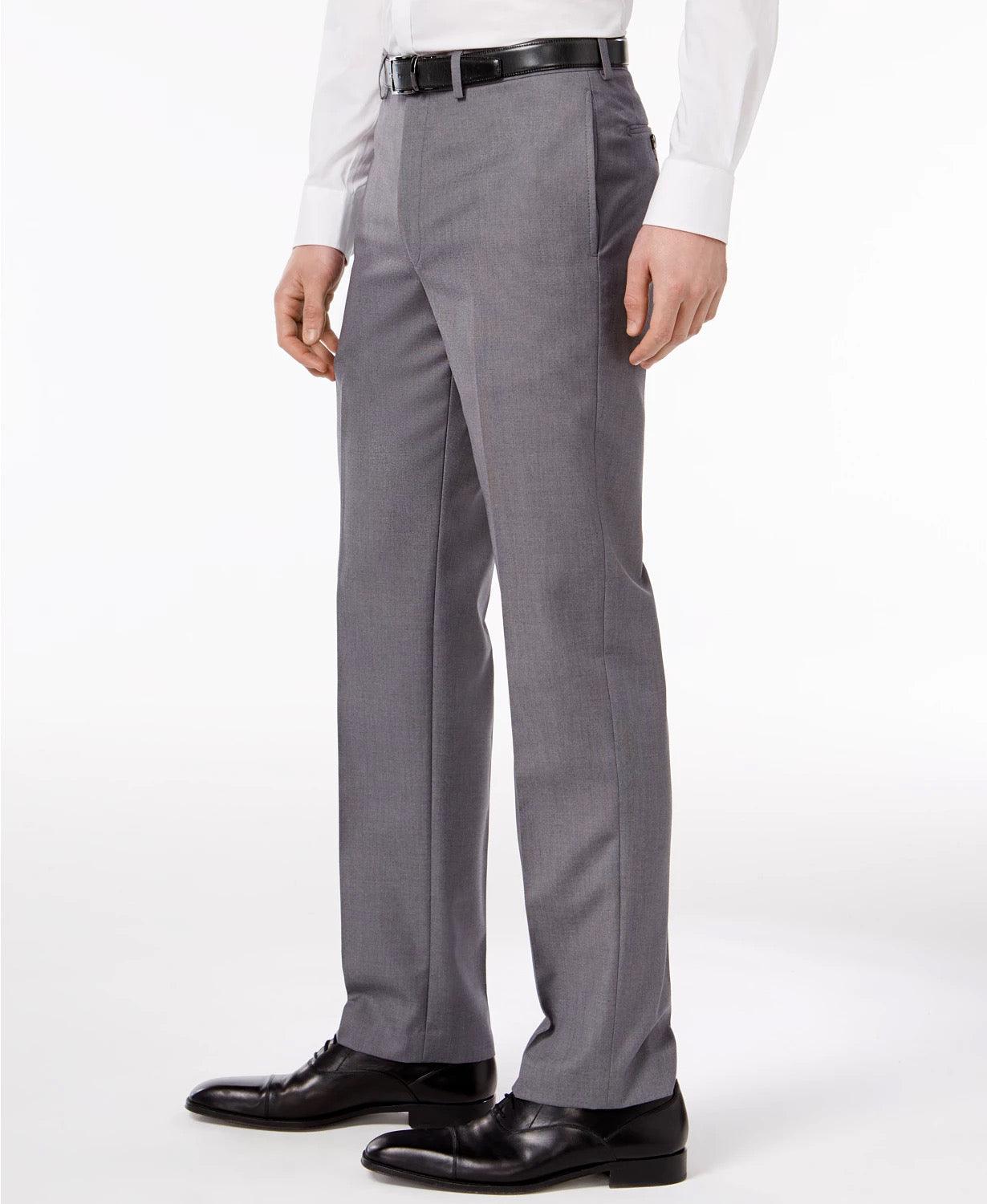 Calvin Klein Mens Slim fit Dress Pants 44 / 30 Mid Grey Solid