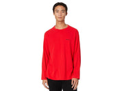 Calvin Klein Mens Long Sleeve Pajama Crewneck Shirt Red Small