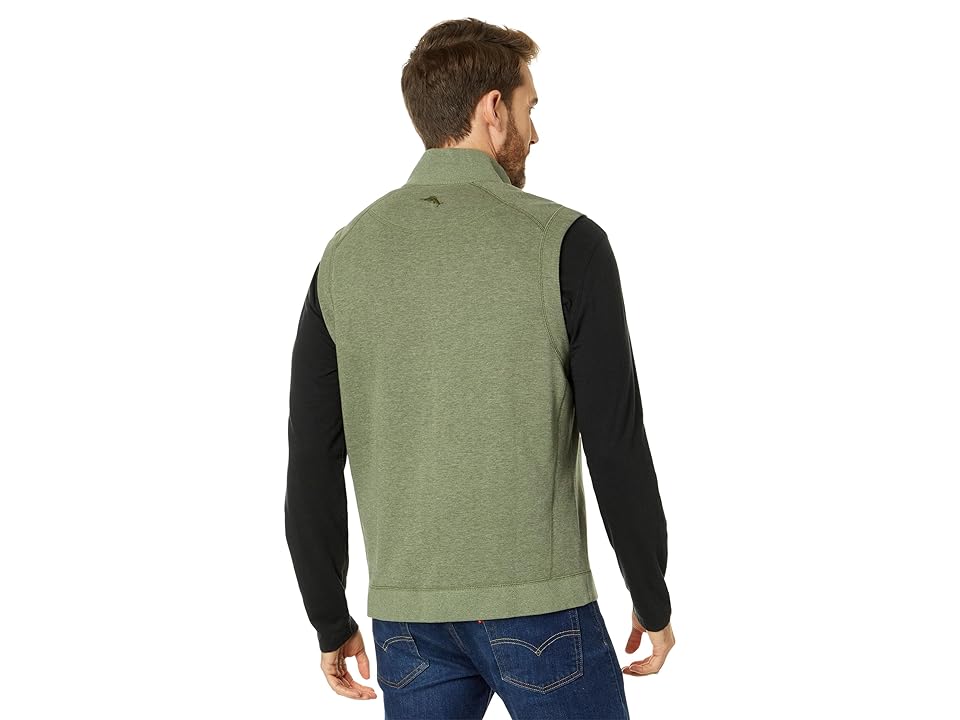 Tommy Bahama Mens Regular fit Full Zip Vest Medium Green Solid
