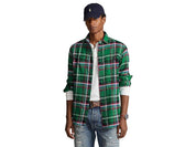 Polo Ralph Lauren Mens Classic Fit Suede Patch Button Down Shirt Green XL