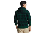 Polo Ralph Lauren  Leather Pony Plaid Fleece Hoodie Sweatshirt Small Green Plaid
