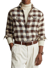Polo Ralph Lauren Mens Button Down Checked Shirt Brown Beige Small