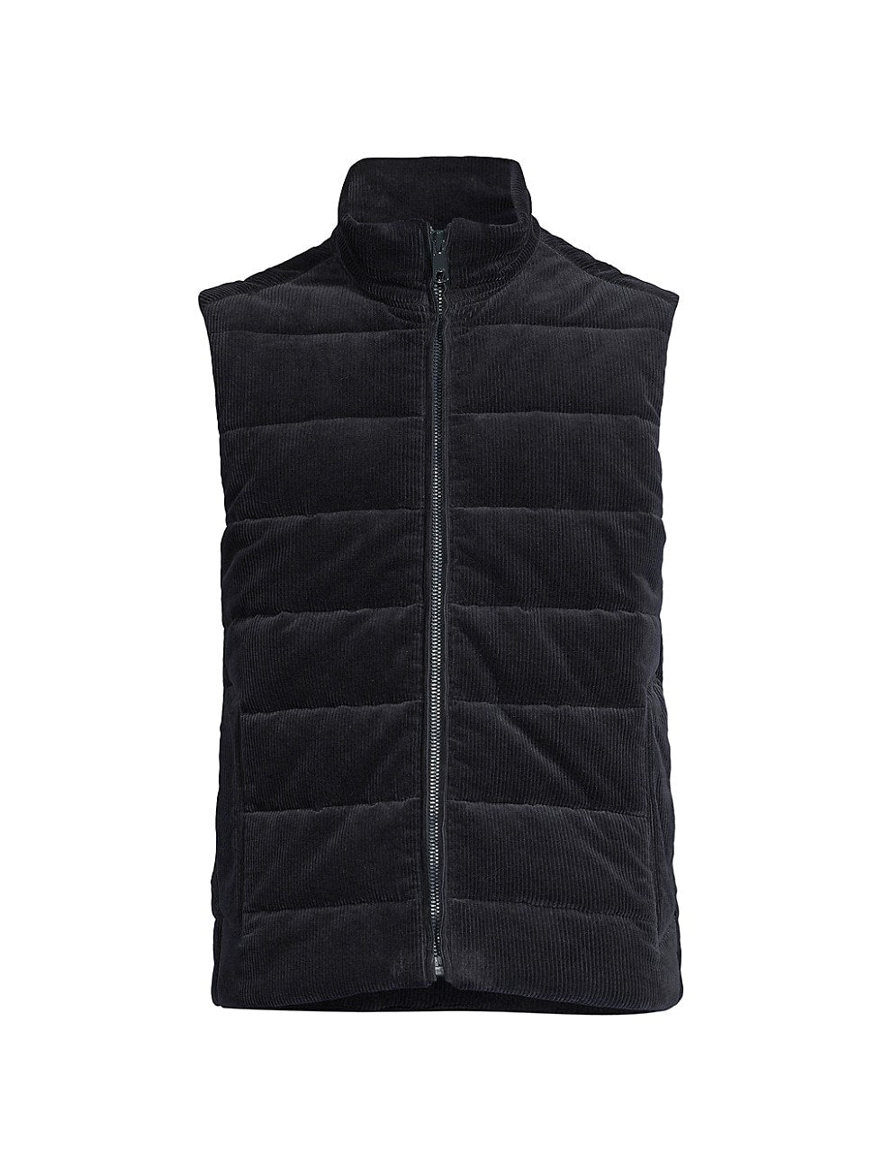 Vince Mens Regular fit Full Zip Corduroy Vest Large Dark Coastal Blue Solid