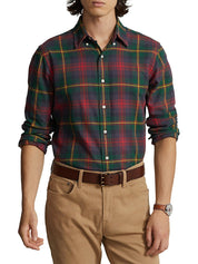 Polo Ralph Lauren Mens Classic Fit Plaid Oxford Button Down Shirt Red Green XL