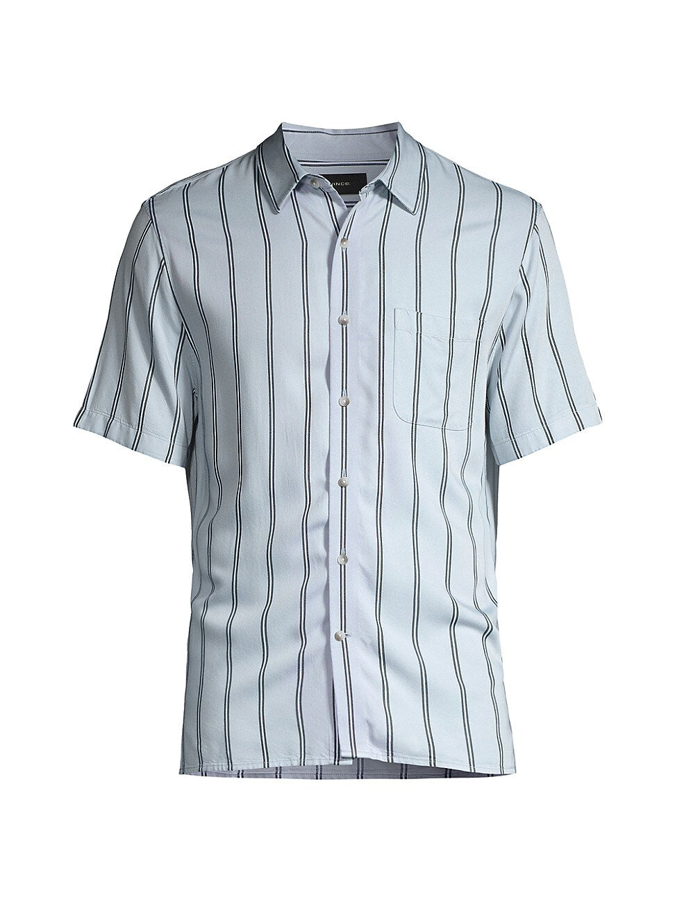 Vince Mens Classic Fit Short Sleeve Button Up Shirt Small Blue Striped