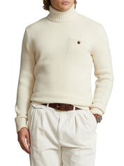 Polo Ralph Lauren Mens Wool Cashmere Turtleneck Sweater Andover Cream Medium