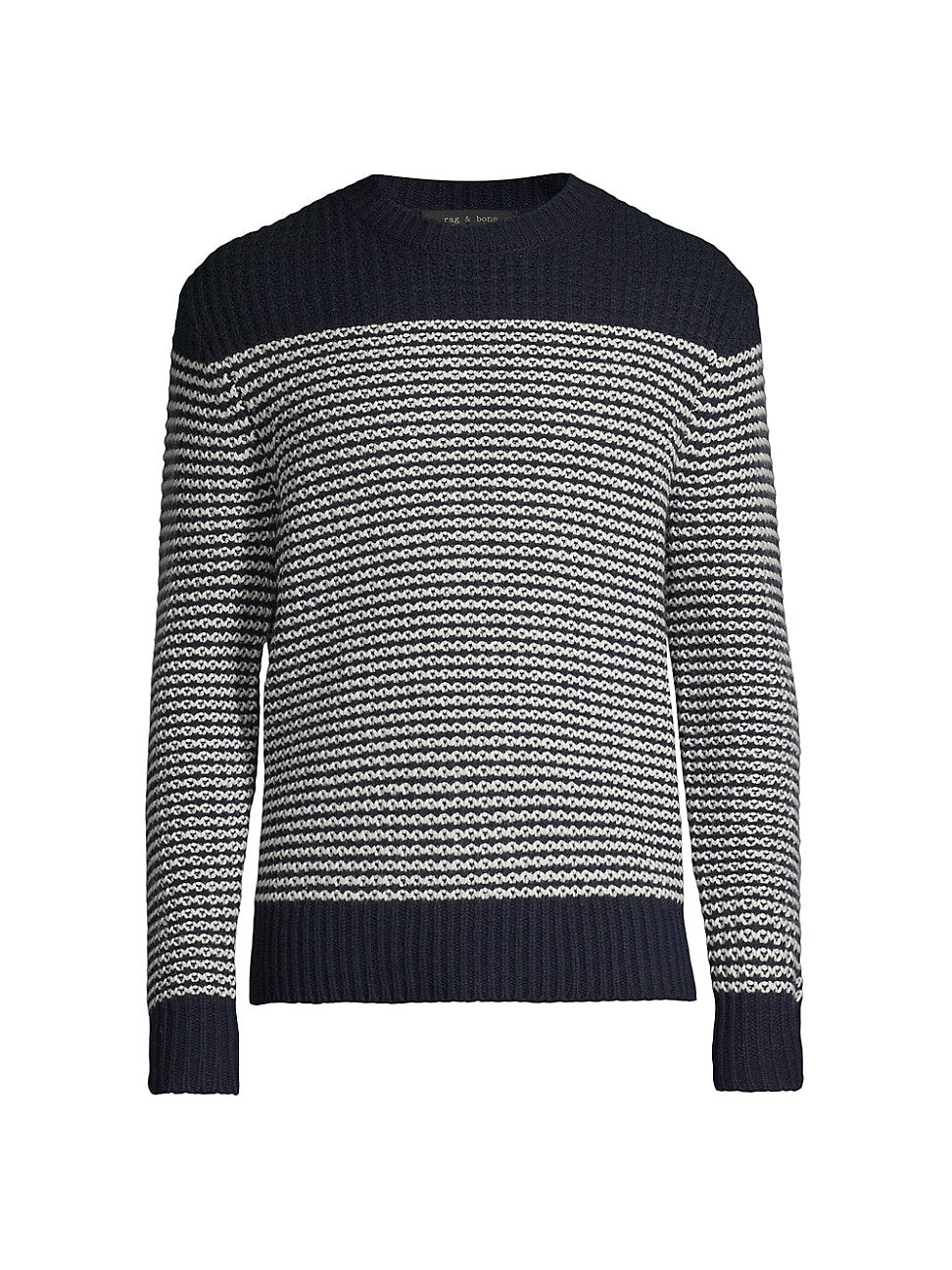 Rag & Bone Ernie Color Blocked Wool Sweater Large Navy Blue