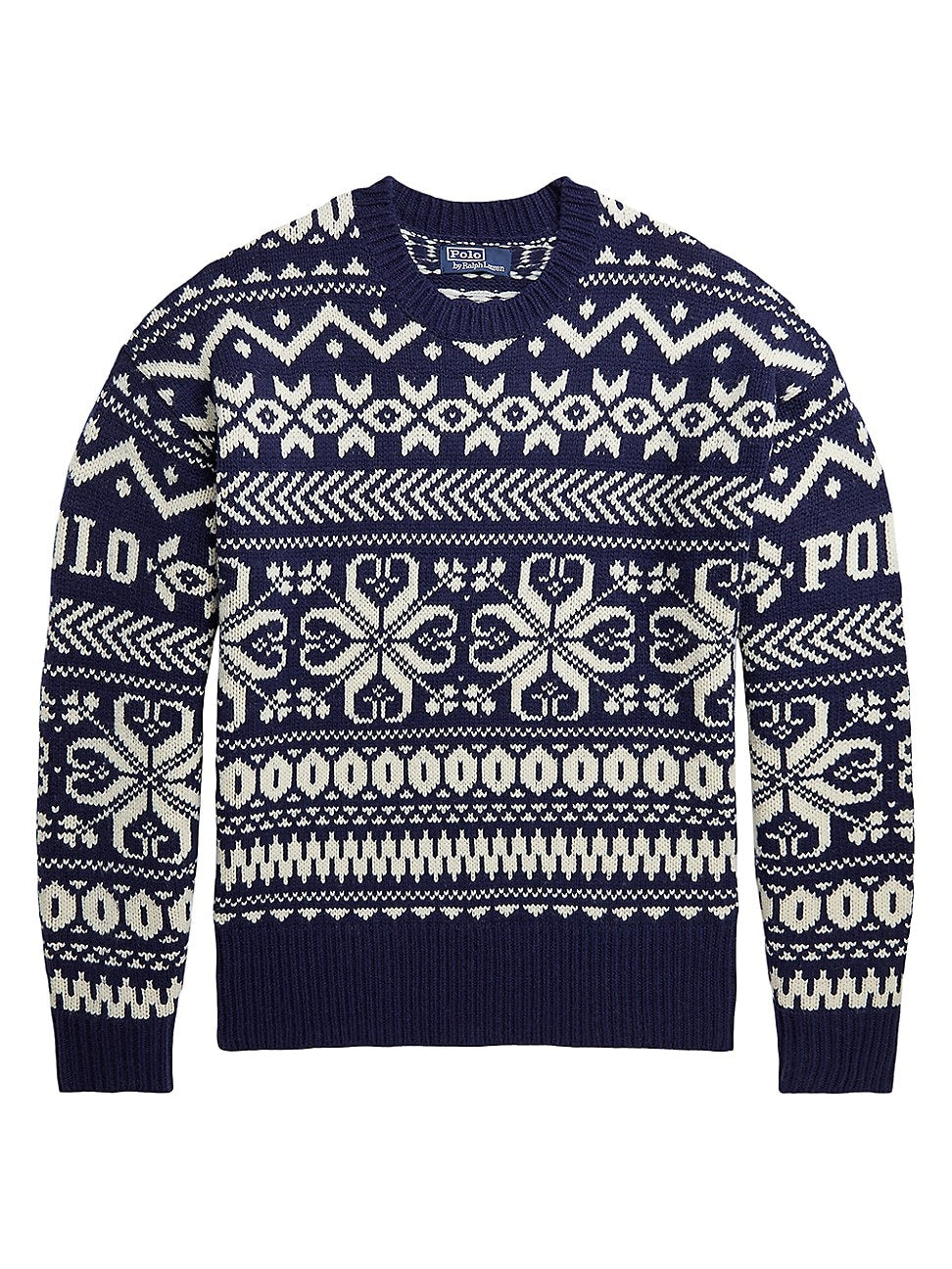 Polo Ralph Lauren Mens Snowflake Wool Blend Sweater Large Navy Blue White