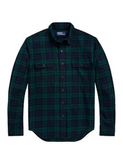 Polo Ralph Lauren Mens Button Down Plaid Flannel Work Shirt Blue Green Large