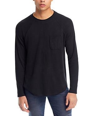 Paige Mens Abe Thermal Knit Baseball Long Sleeve T Shirt Black Small