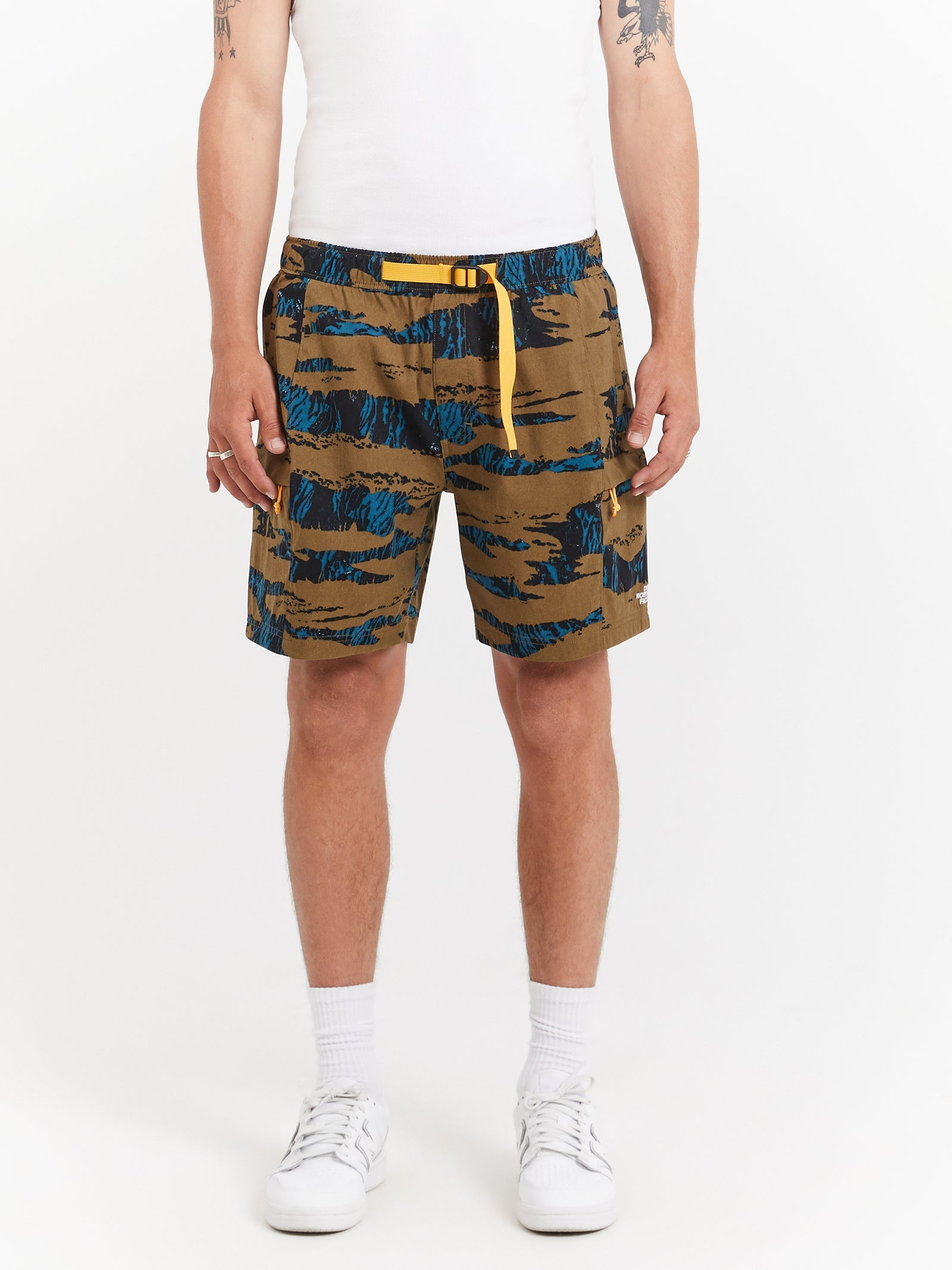 The North Face Mens Belted Shorts Military Olive Ravine Camo XL