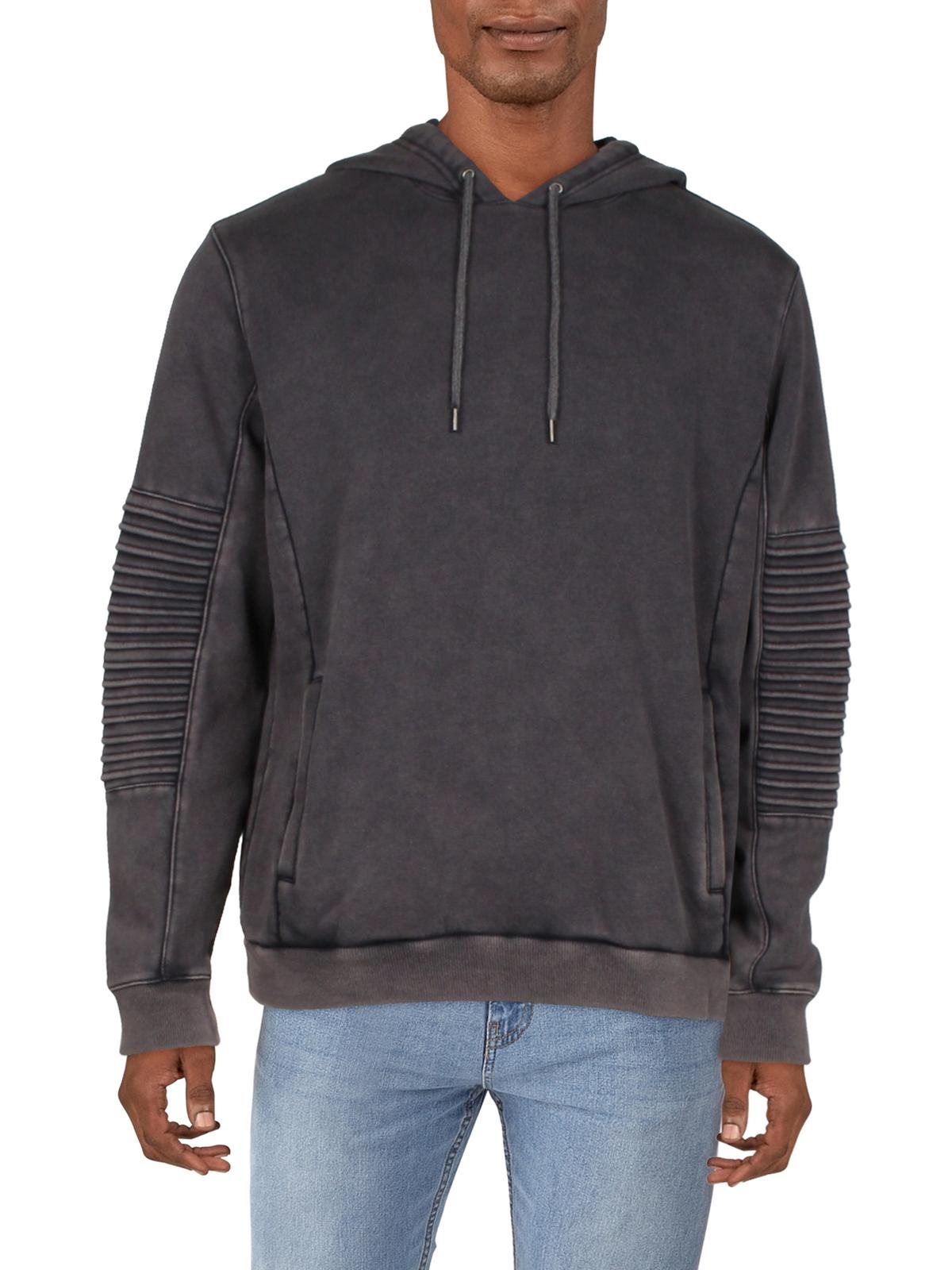 International Concepts Men's Fleece Moto Hoodie Sweatshirt Navy Blue XS