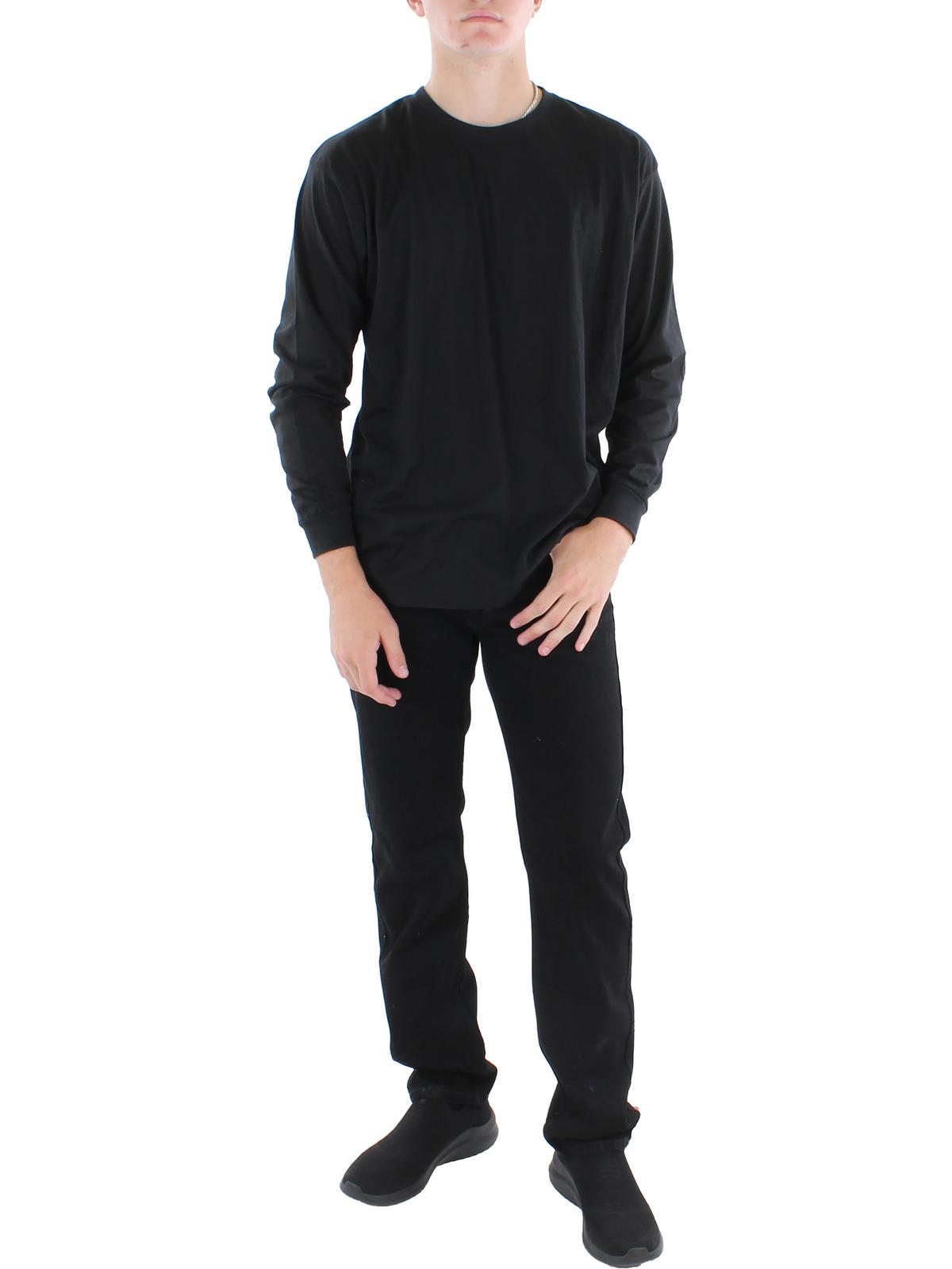 GALAXY BY HARVIC Mens Jersey Crewneck Long Sleeve T Shirt XL Black