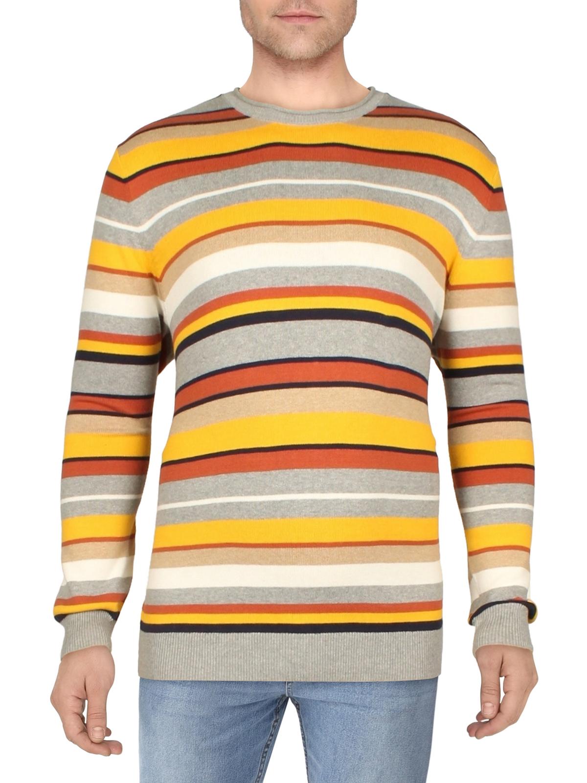 Club Room Men's Striped Knit Pullover Sweater Beige Xxl