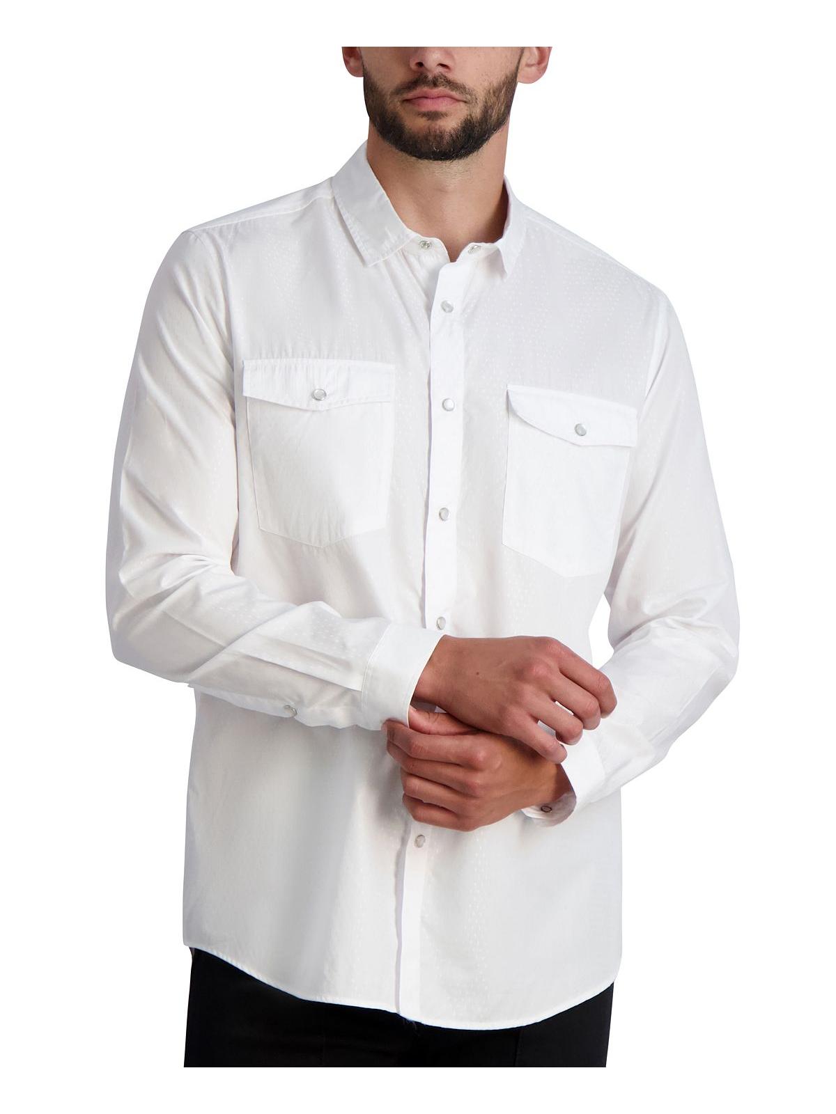 Karl Lagerfeld Men's Snap Front Shirt Slim Fit White 2XL