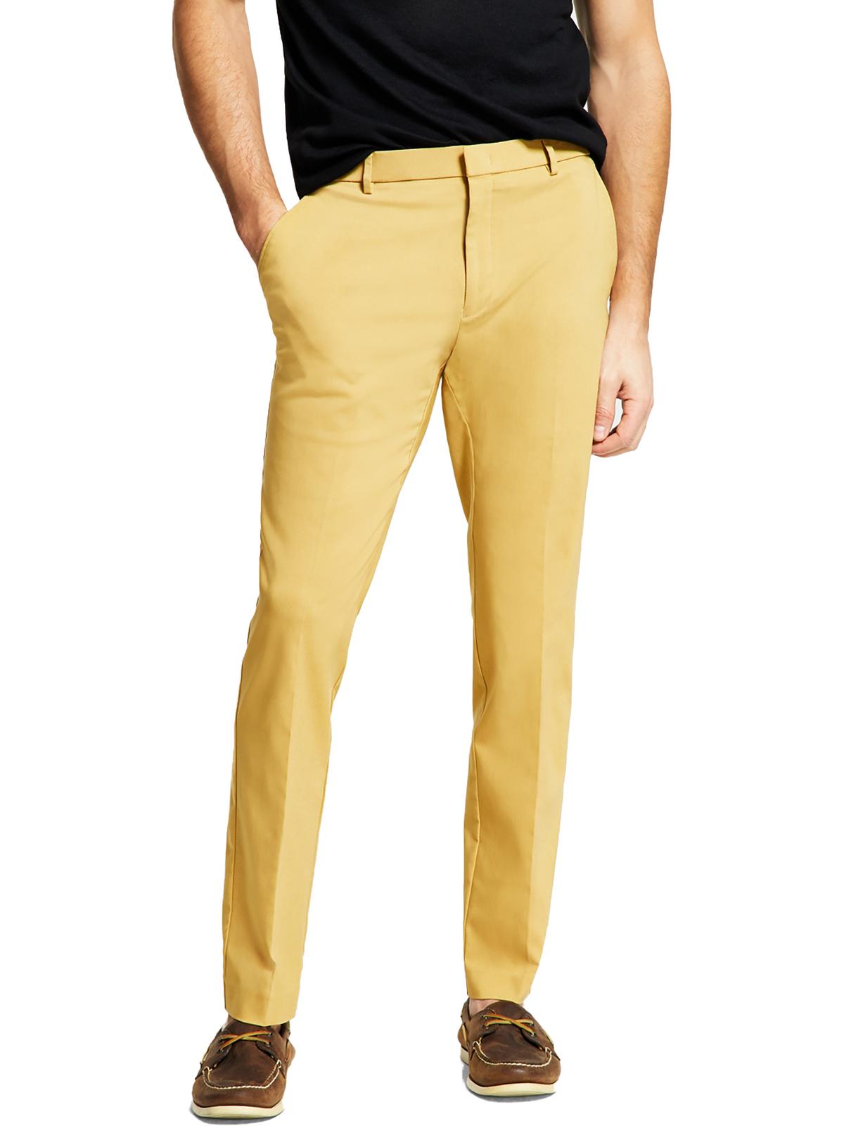 Tommy Hilfiger Modern Fit Yellow TH Flex Stretch Dress Pants 33 x 30