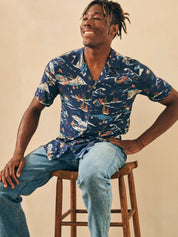 Faherty Brand Mens Vintage SS Rayon Camp Shirt Medium