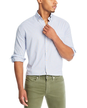 Peter Millar Mens  fit Long Sleeve Button-Up Shirt Large Blue Check