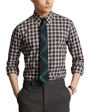 Polo Ralph Lauren Men's Classic Fit Plaid Twill Shirt White Red Small