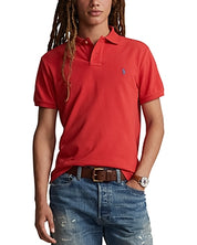 Polo Ralph Lauren Mens Custom Slim Fit Printed Mesh Polo Shirt Red Large