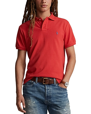 Polo Ralph Lauren Mens Custom Slim Fit Printed Mesh Polo Shirt Red Large