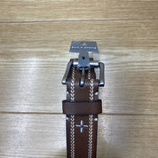 Sun + Stone Men's Faux Leather Belt Brown 38 - 40 Heavy Stitched Casual Large