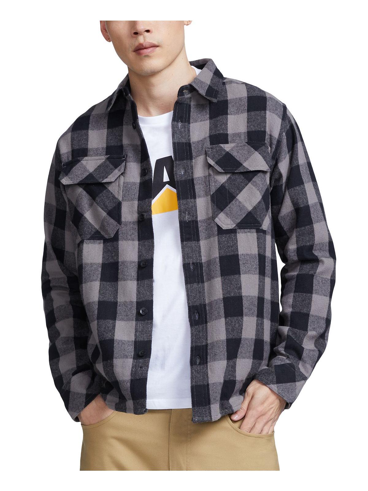 Caterpillar Mens Buffalo Check Heavy Shirt Small Grey
