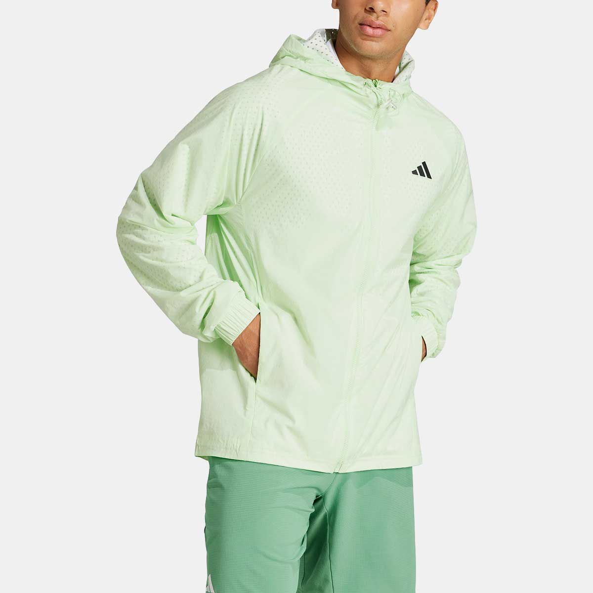 Adidas Men Regular fit Full Zip Coat XXL Green Tennis Cover-Up Moisture Wicking