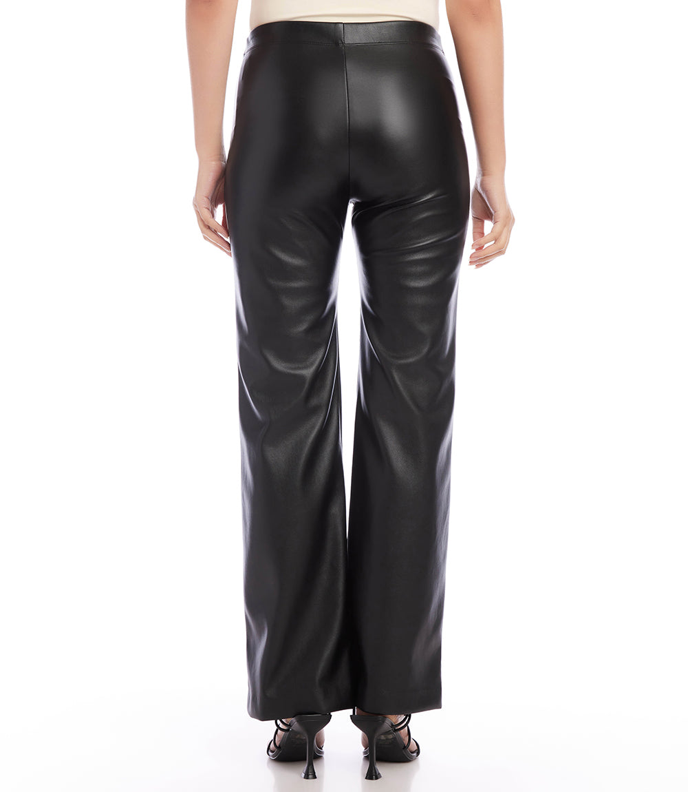 Karen Kane Wide Leg Faux Leather Pull-On Pants in Black Size XS X-Small