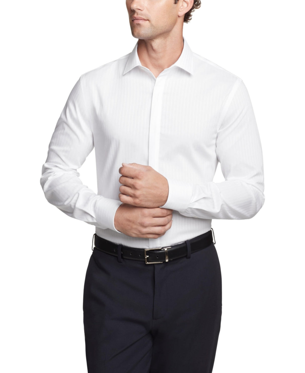 Tommy Hilfiger Mens Slim fit Dress Shirt Medium 15.5 in 34-35 White Solid