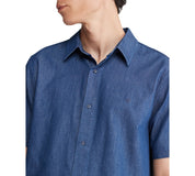 Calvin Klein Men's Regular Fit Button Down Chambray Shirt Sapphire Blue Large