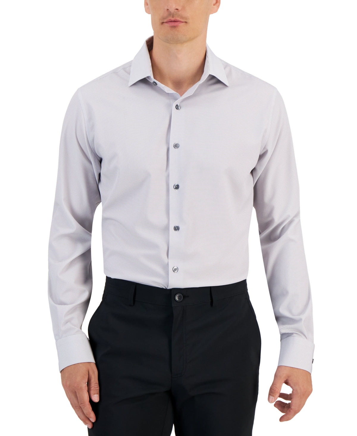 Alfani Mens Slim fit Dress Shirt Medium 15-15.5 32-33 Grey Geometric