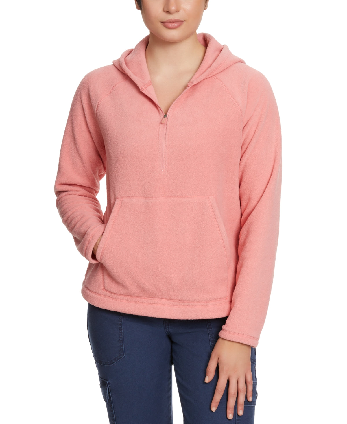 Bass Outdoor Women Quarter zip Sweatshirt Coat Medium Pink Solid