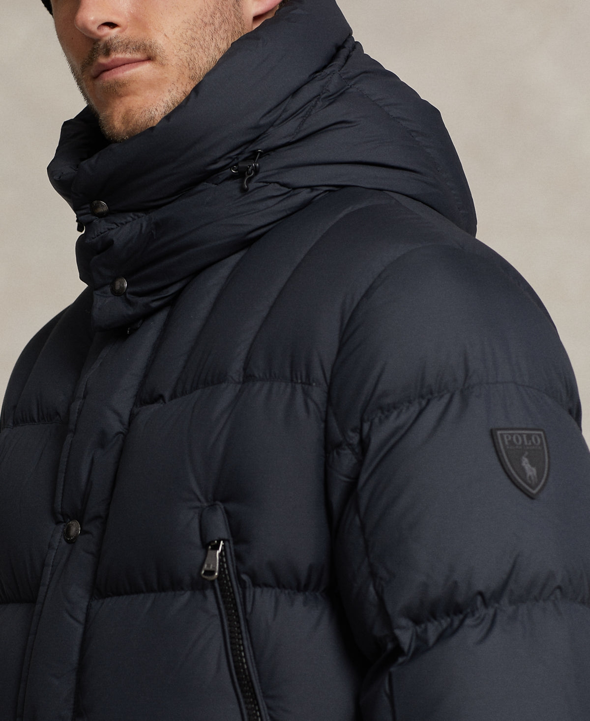 Ralph Lauren Men's Big Tall Water Repellent Polo Down Hooded Coat Black 3LT