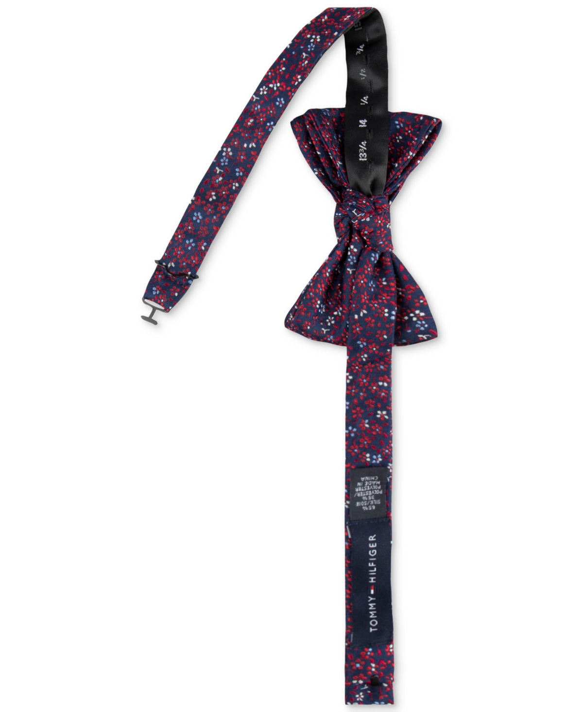 Tommy Hilfiger Mens Regular fit Bow Tie Necktie Pocket Square Set Blue Floral
