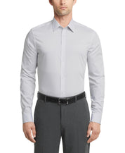 Calvin Klein Mens Slim fit Dress Shirt XL 17.5 in 34-35 Light Grey Geometric