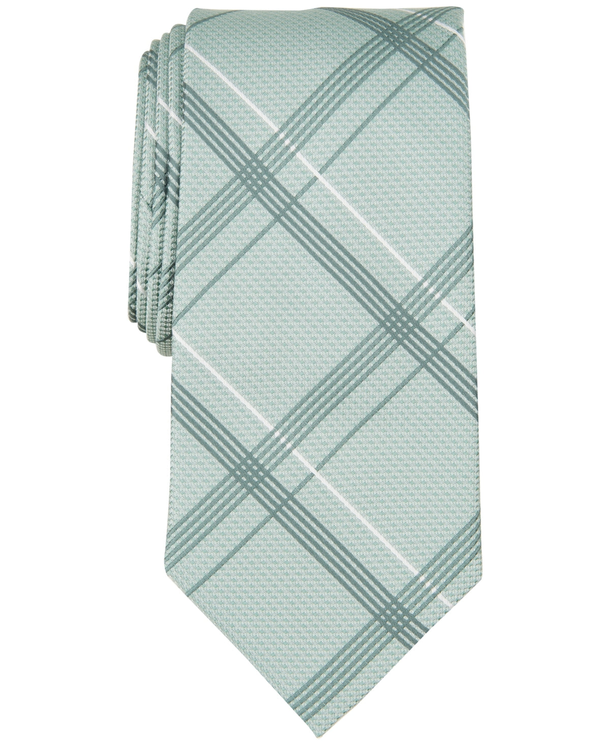 Michael Kors Mens Corso Plaid Tie Mint Green Necktie