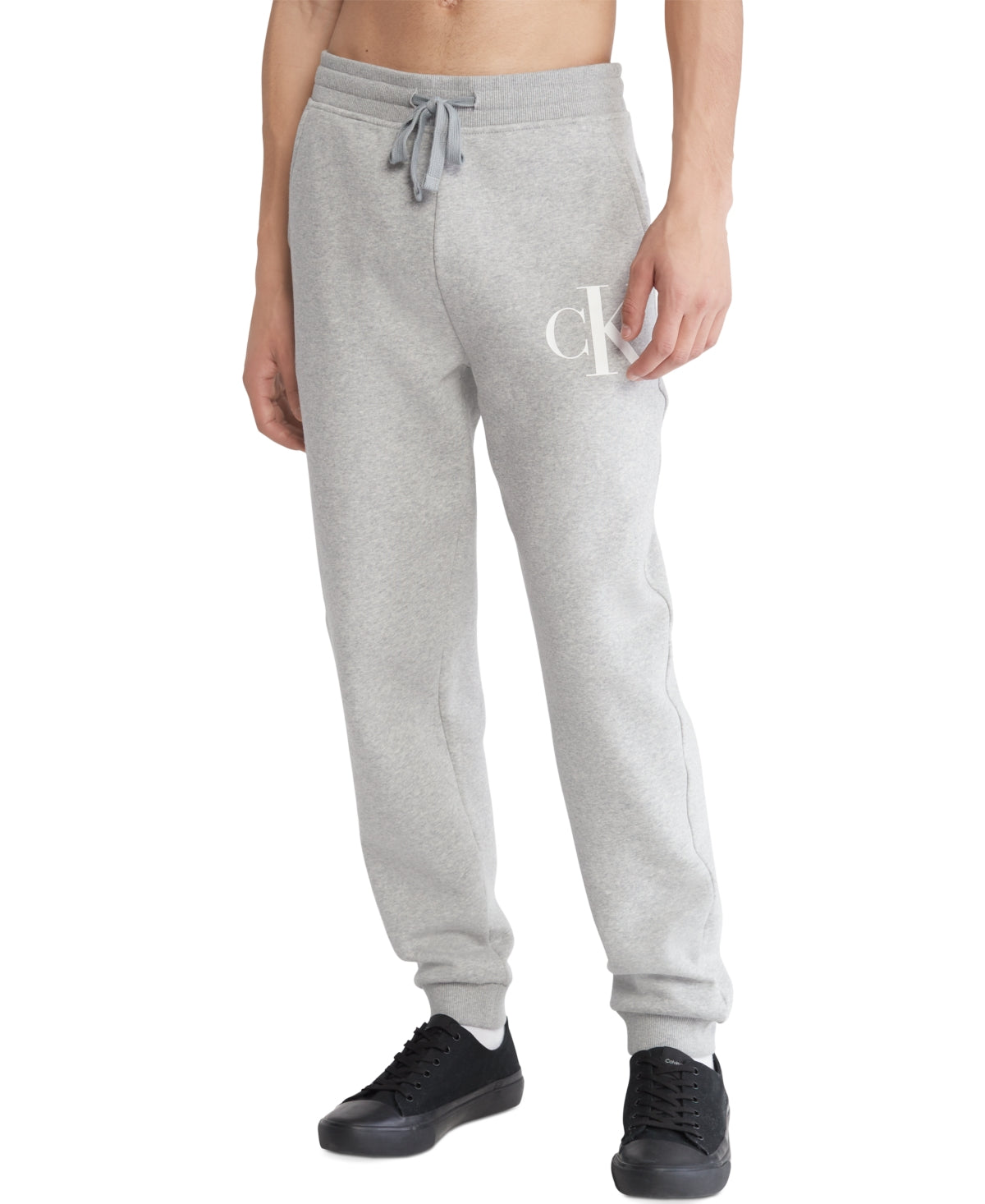 Calvin Klein Men's Monogram Fleece Jogger Pants Sweatpants Herioc Grey Medium