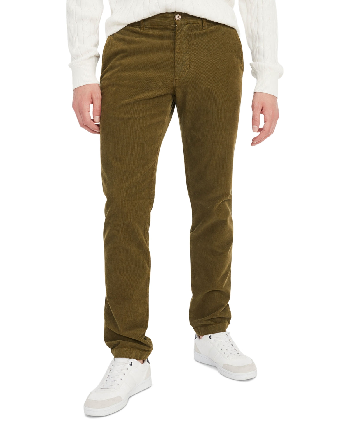 Tommy Hilfiger Men's Denton Slim Straight Fit Corduroy Chino Pants Green 38 x 32