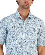 Alfani Men's Regular Fit Textured Geo Print Button Down Shirt  Blue 2XL